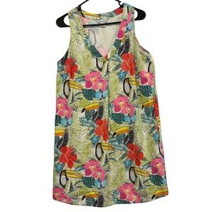 Tommy Bahama Womens Large 100% Silk Tropical Floral Shift Dress With Pockets
